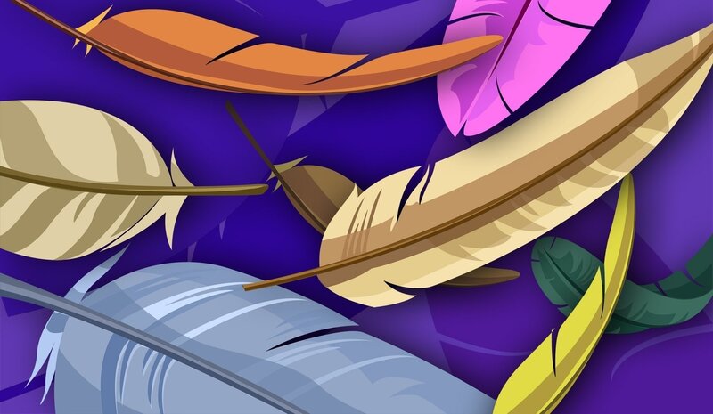 Colorful Feathers — Purple, Vibrant, Digital Art
