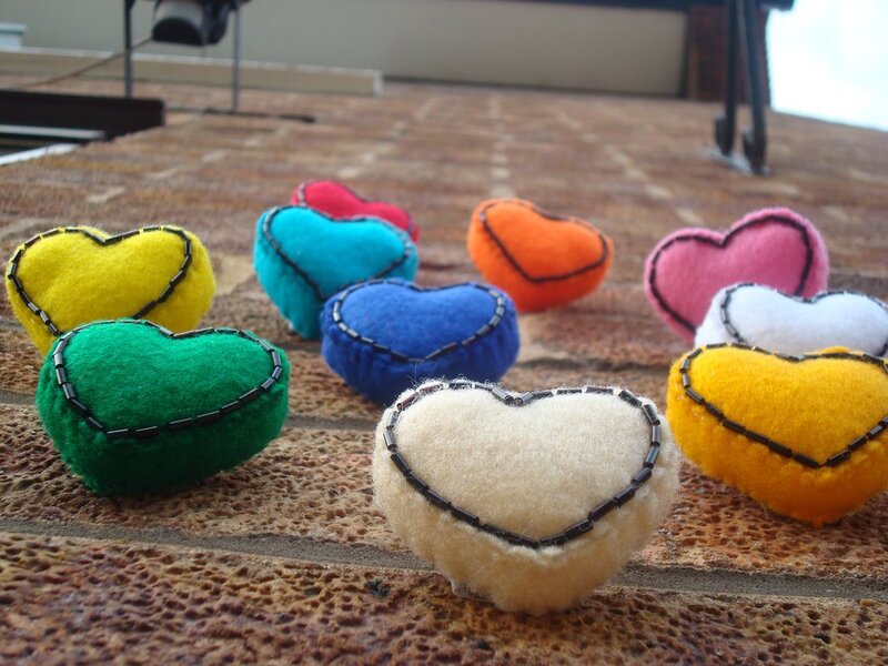 Colorful Felt Hearts — Green