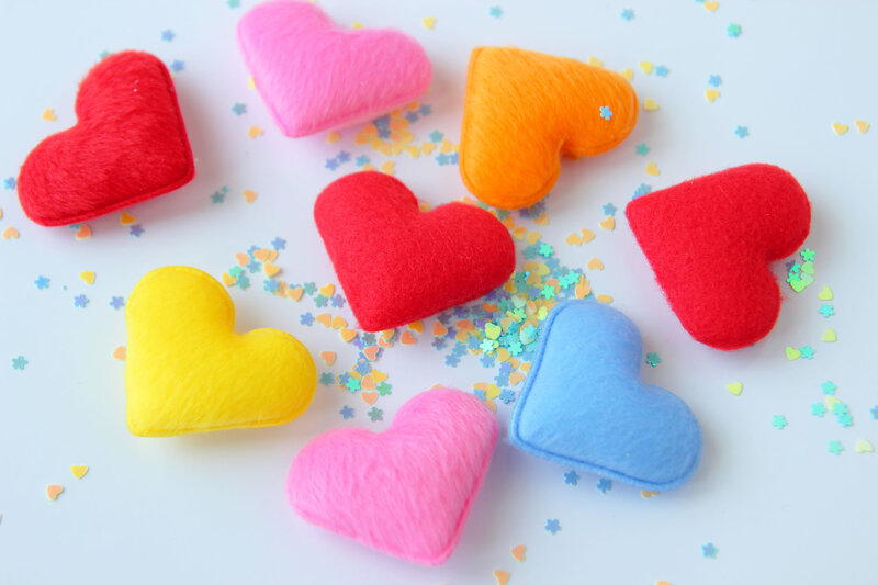Colorful Felt Hearts — Red, Playful