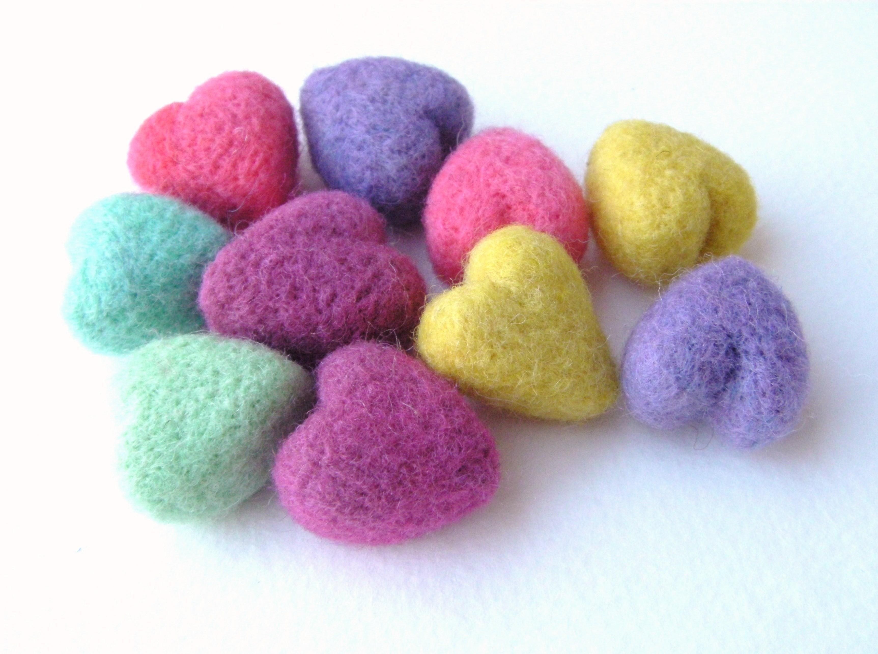 Colorful felt hearts
