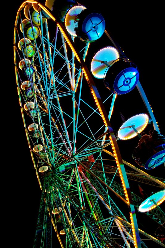 Colorful Ferris Wheel at Night