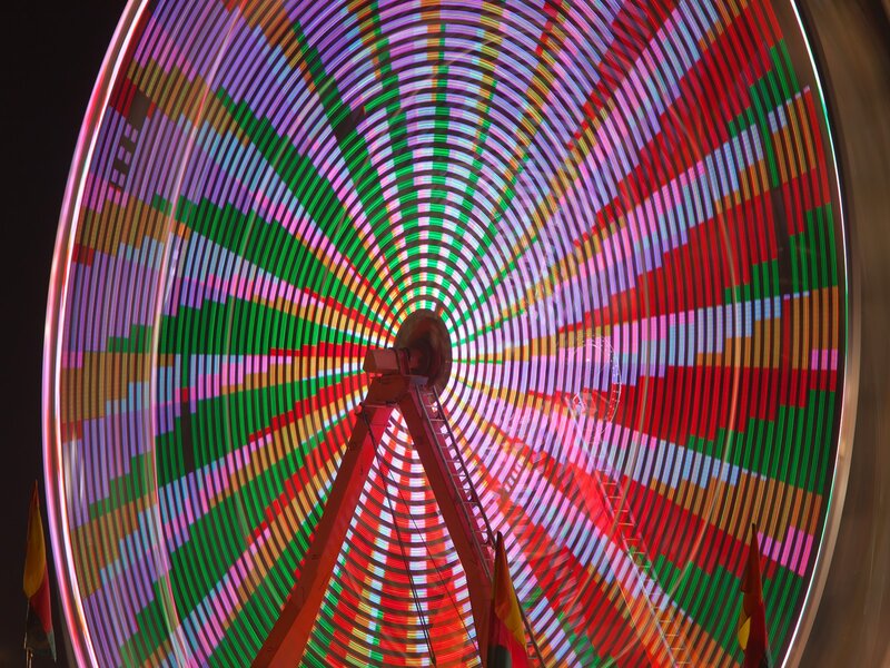 Colorful Ferris Wheel — Red, Vibrant