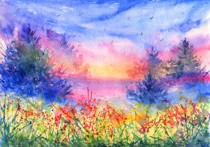 Colorful Field at Sunset