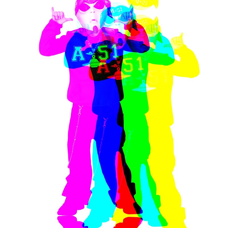 colorful figure with A-51 hoodie
