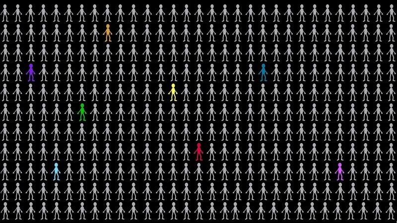 Colorful figures in a crowd