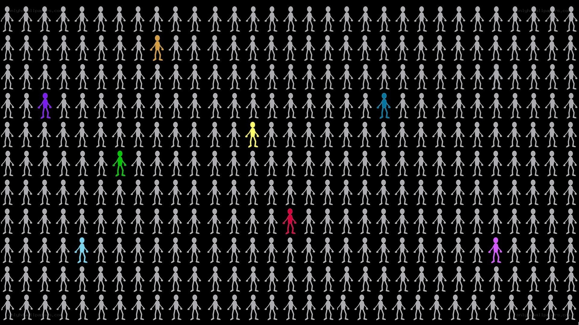 Colorful figures in a crowd