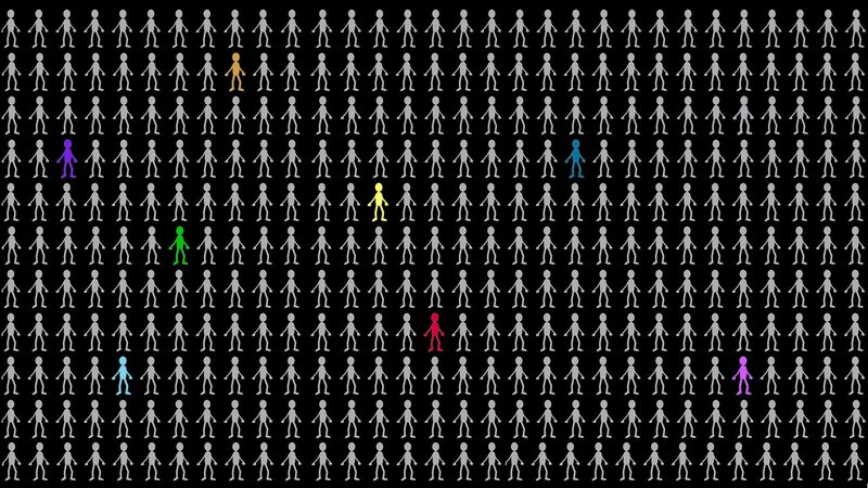 Colorful figures in a crowd