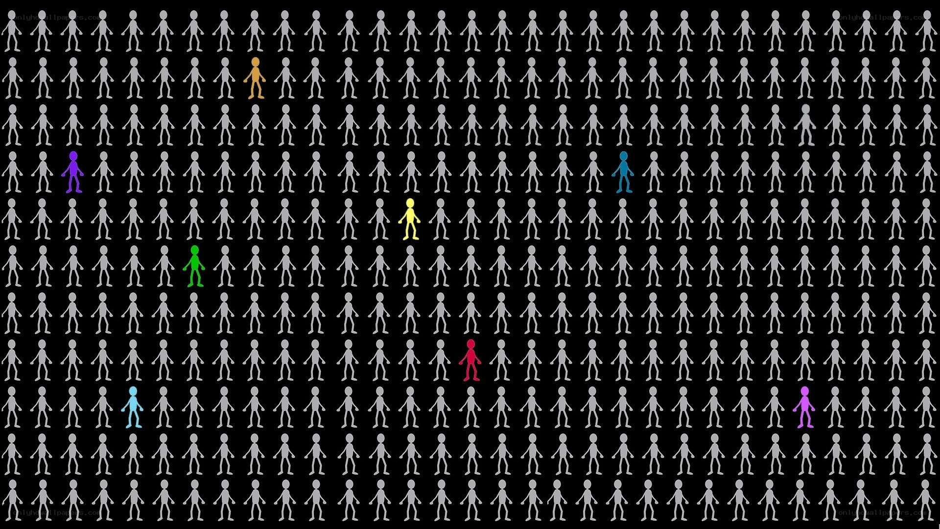Colorful figures in a crowd