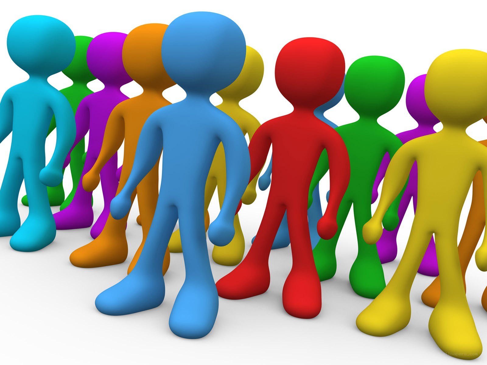 Colorful figures in a group