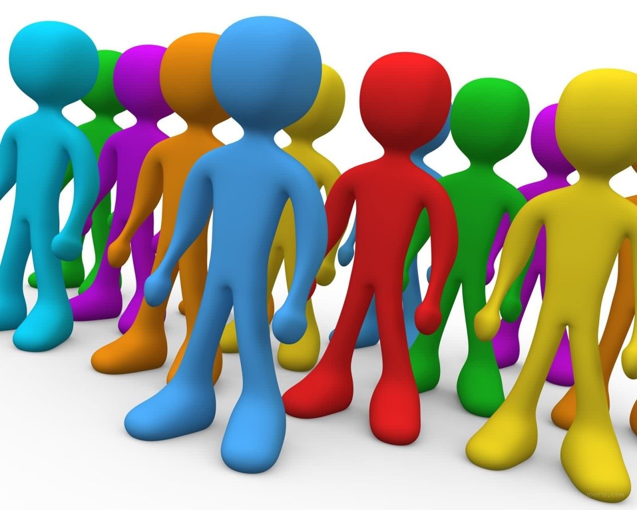 colorful figures in a line