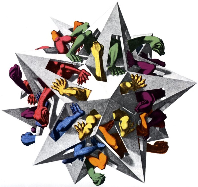 Colorful figures in star sculpture