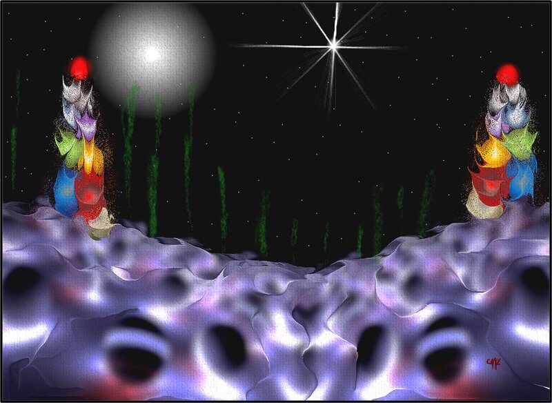 Colorful Figures on Alien Planet
