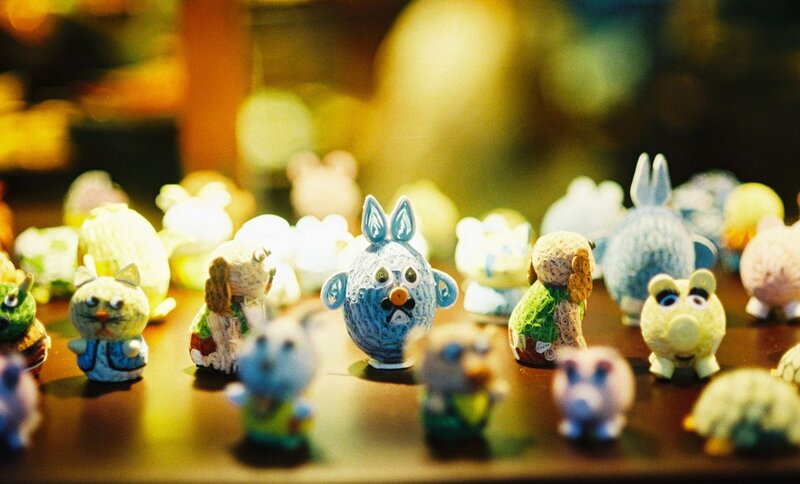 Colorful figurines on a table