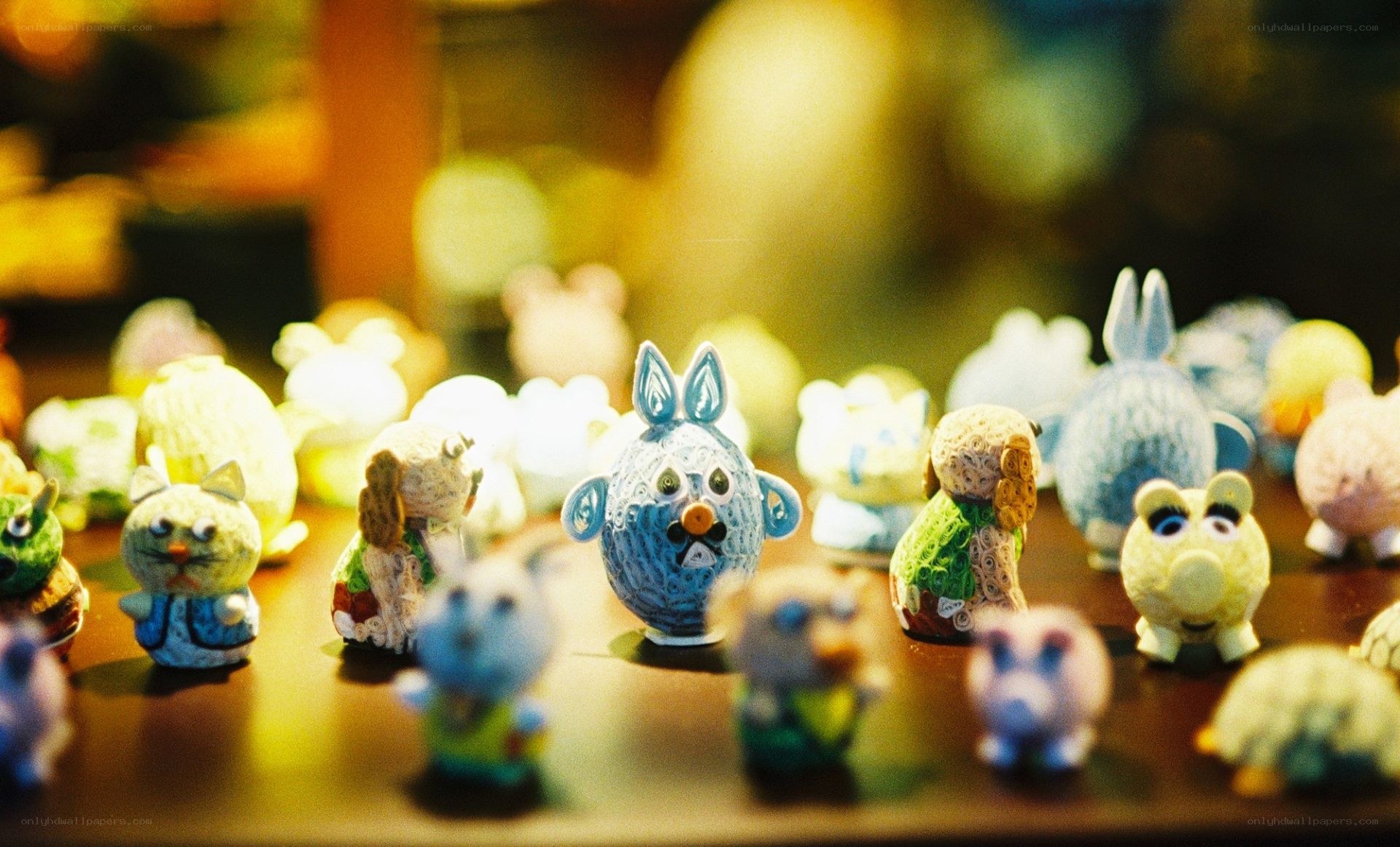Colorful figurines on a table
