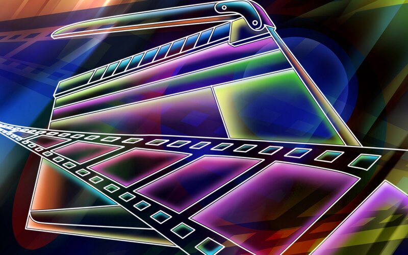 colorful film clapperboard