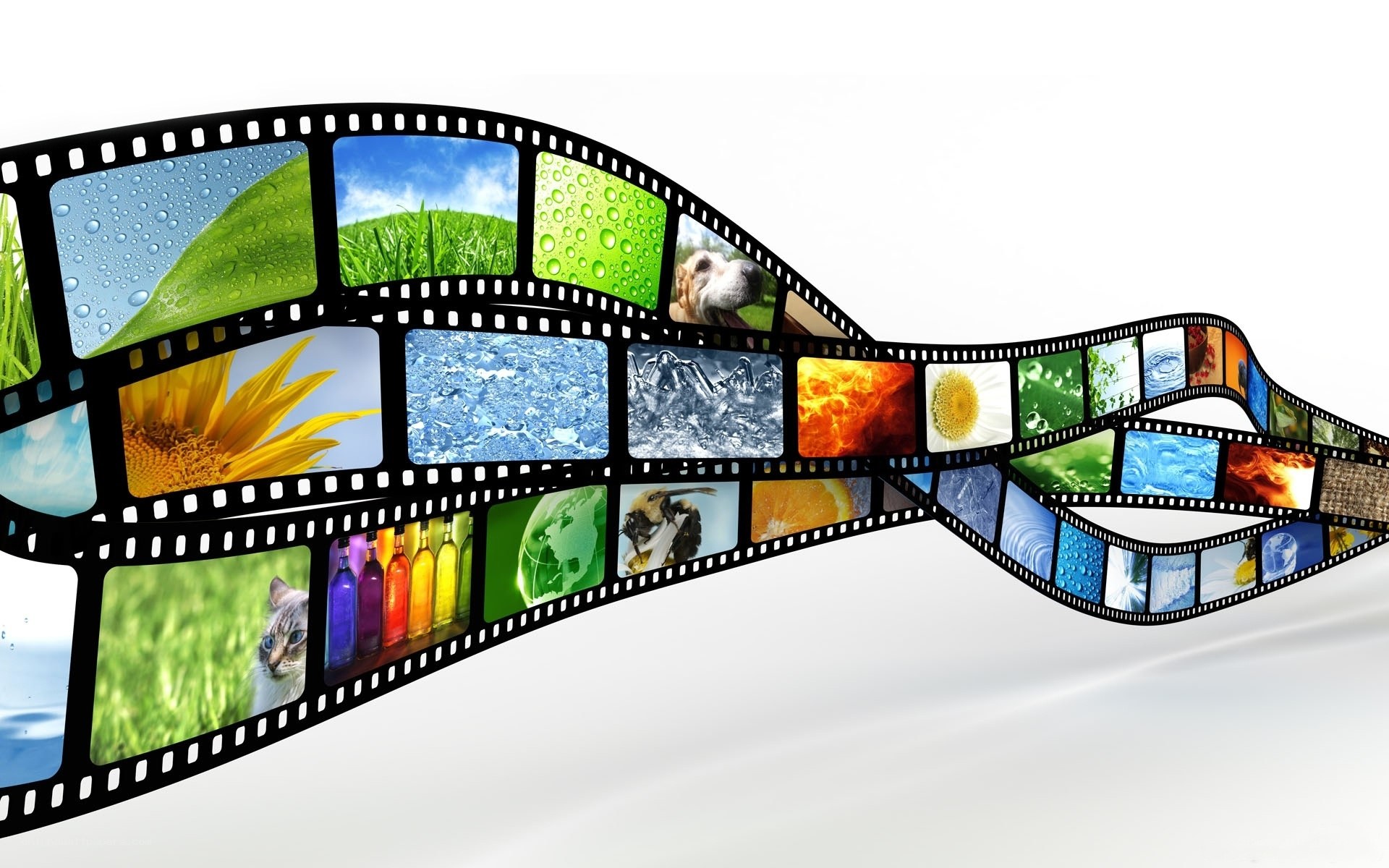 Colorful film strip with nature scenes