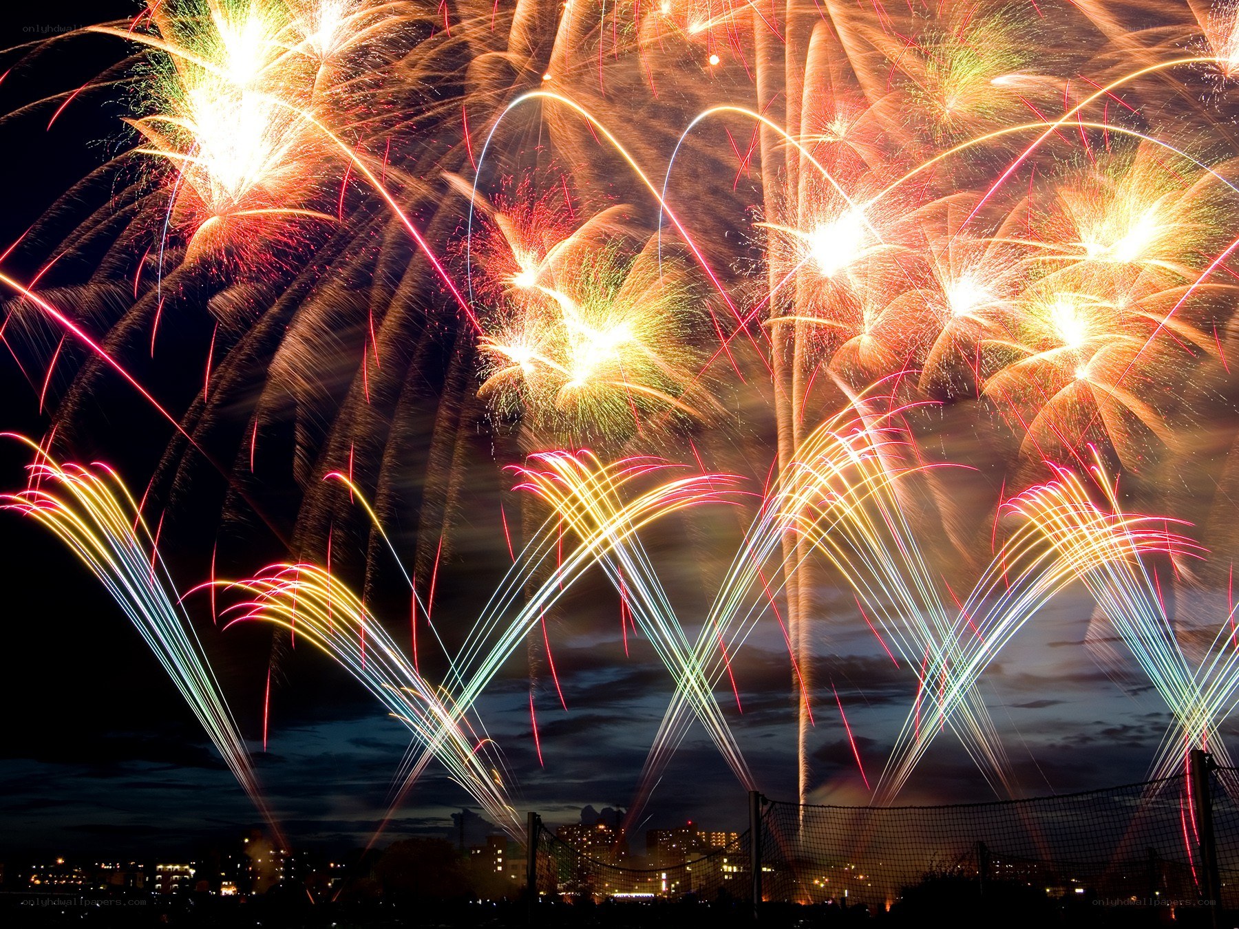 Colorful fireworks display