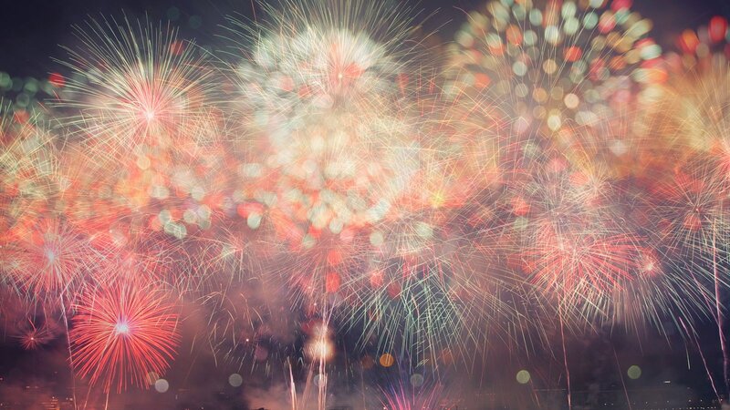 Colorful fireworks display at night