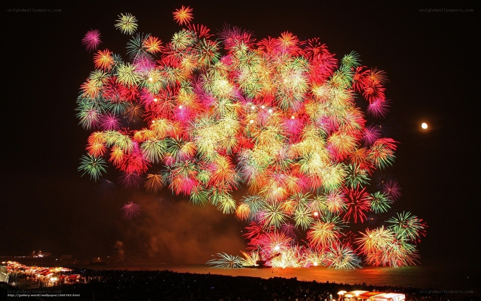 Colorful fireworks display at night