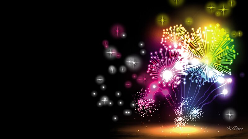 Colorful Fireworks Display — Black, Celebratory, Night