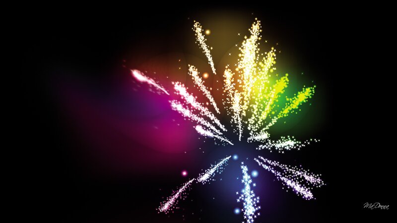 Colorful Fireworks Display — Black, Celebratory