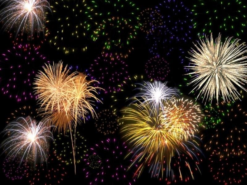 Colorful Fireworks Display — Black, Festive, Night, Photograph