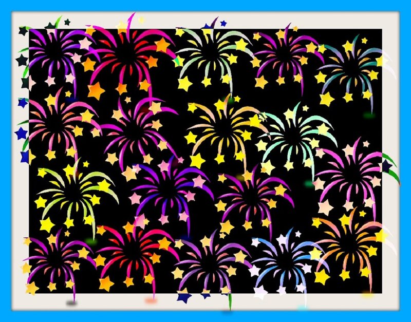 Colorful Fireworks Display — Black, Festive, Night
