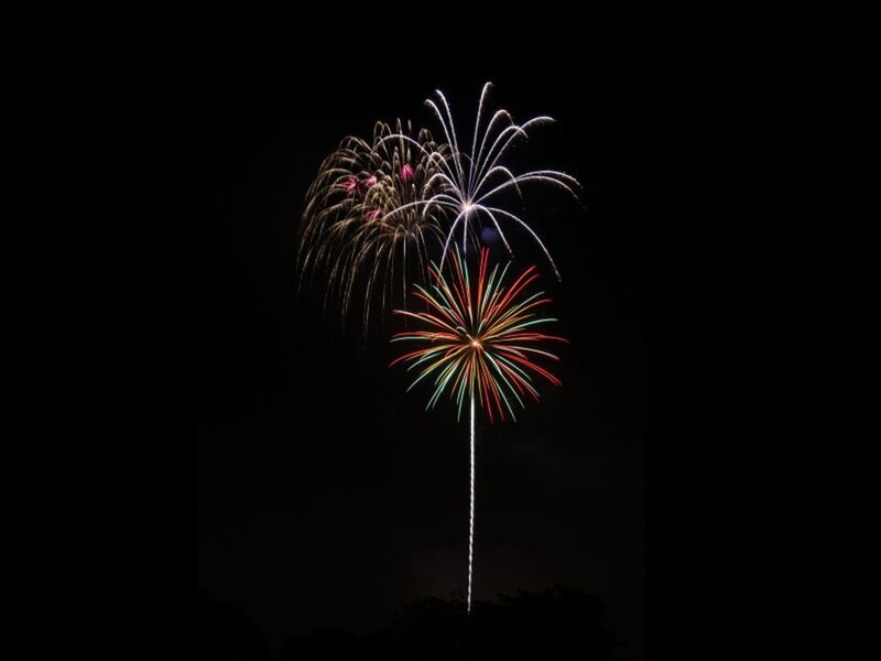 Colorful Fireworks Display — Black