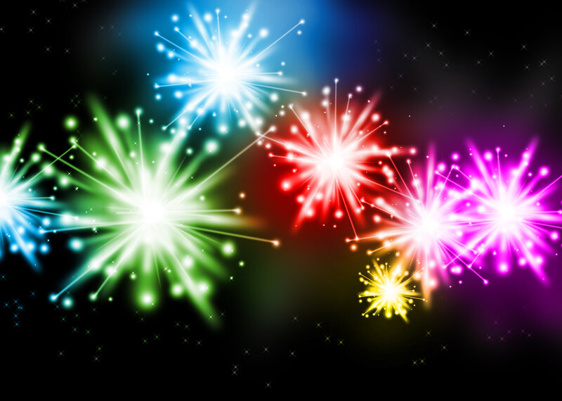 Colorful Fireworks Display — Blue