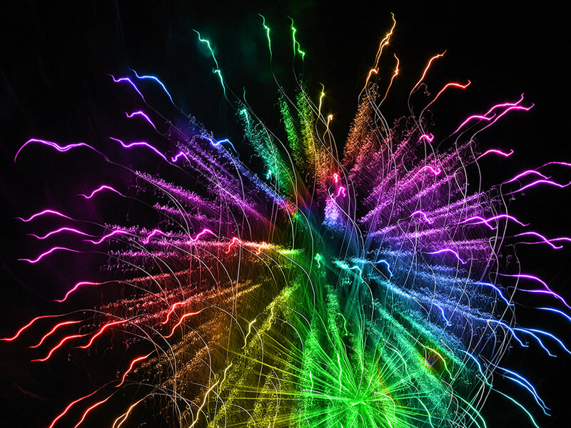 Colorful Fireworks Display — Green, Dynamic