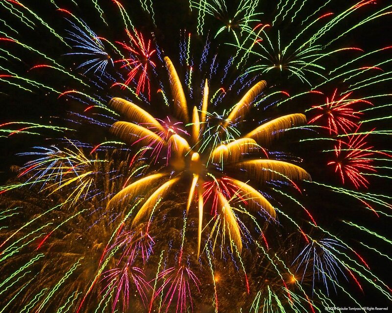 Colorful Fireworks Display — Green