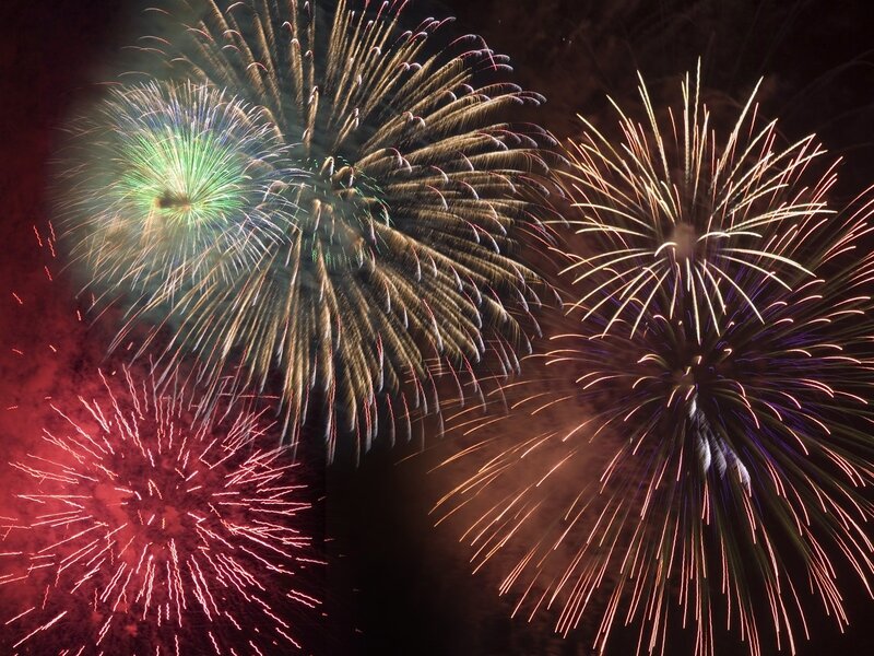 Colorful Fireworks Display — Night Sky