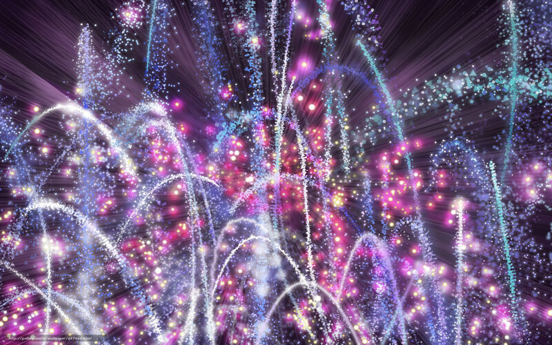 Colorful Fireworks Display — Purple, Festive, Night, Digital Art