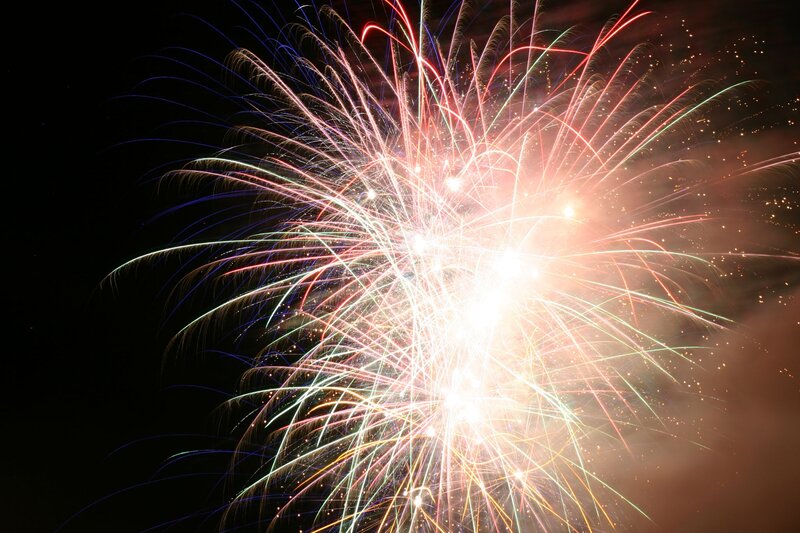 Colorful Fireworks Display — White, Dramatic