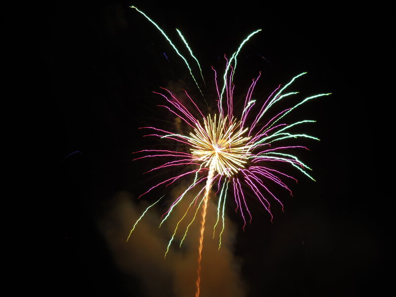 Colorful Fireworks Display — Yellow, Dramatic