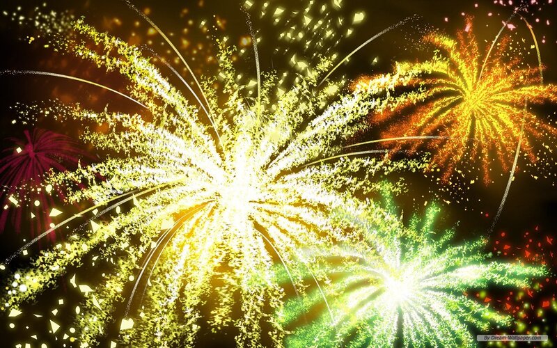Colorful Fireworks Display — Yellow