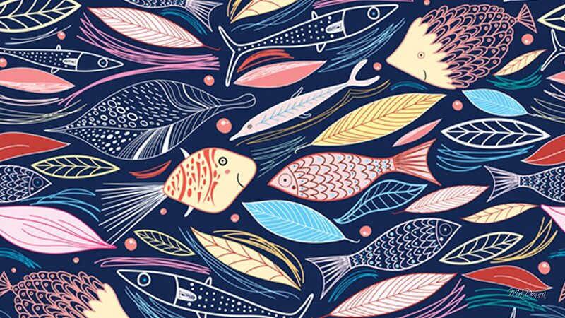 Colorful Fish Illustration — Blue, Playful