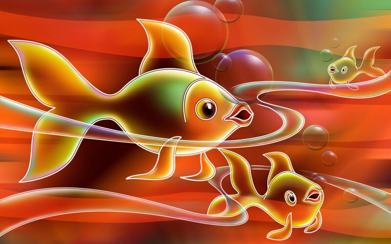 Colorful fish in abstract water