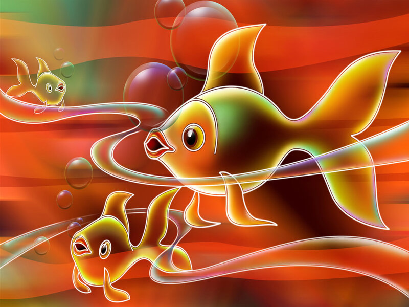 Colorful fish in abstract water