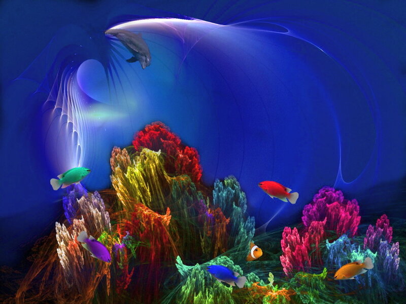 Colorful Fish in Coral Reef — Blue, Serene