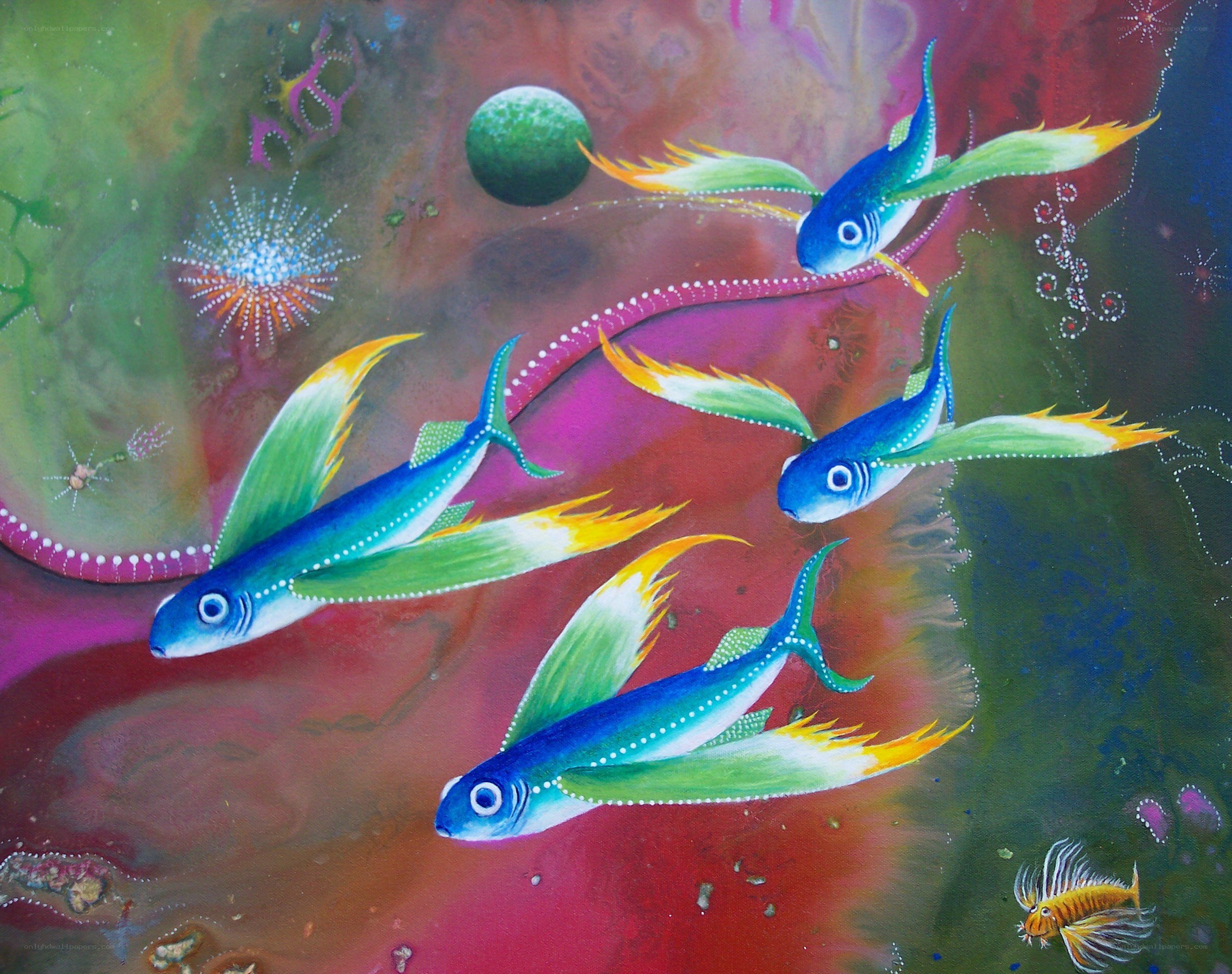 Colorful fish in underwater scene