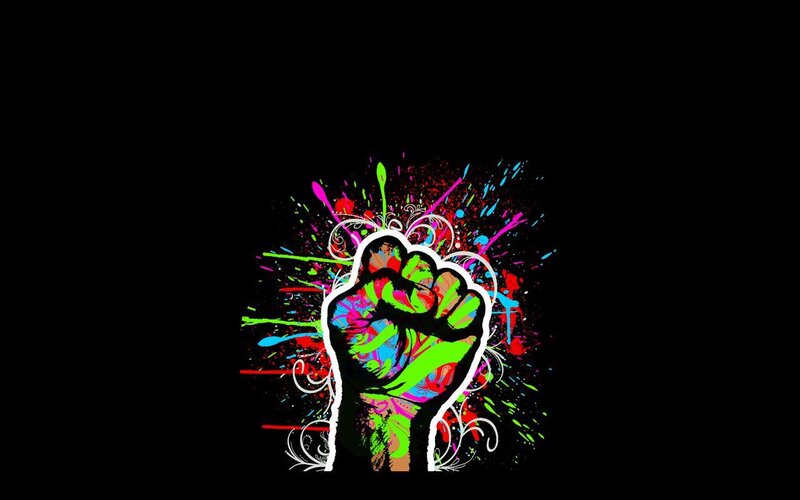 colorful fist splatter art
