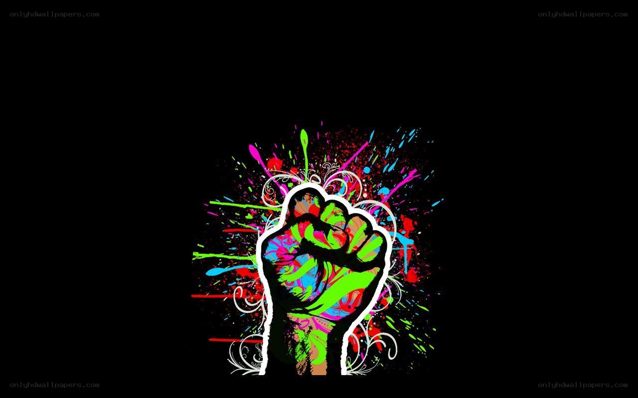 colorful fist splatter art