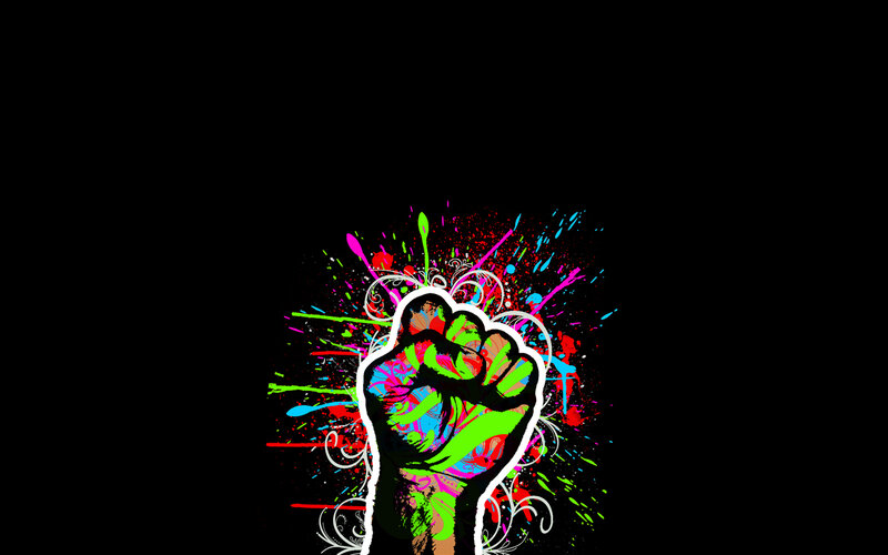 colorful fist with splatter