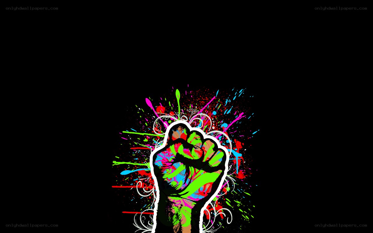 colorful fist with splatter
