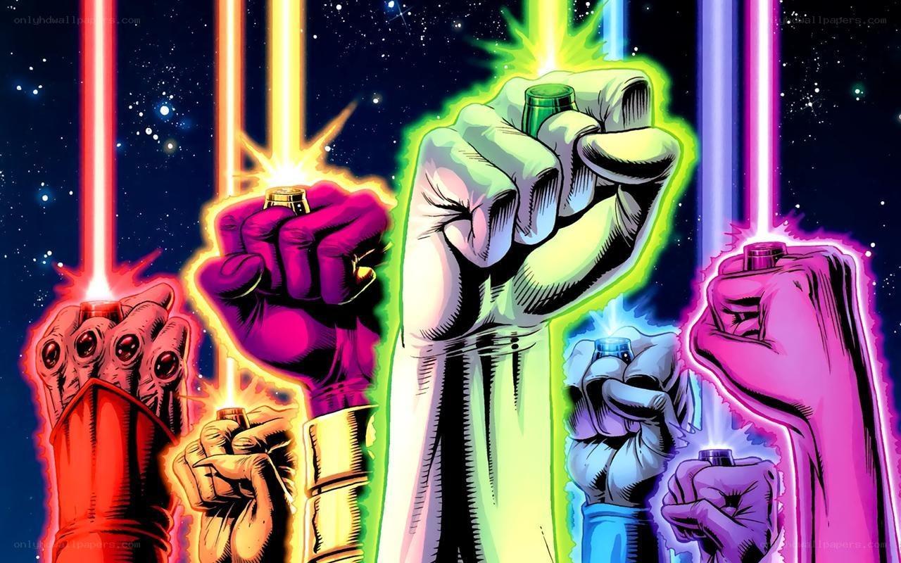 Colorful fists with lightsabers