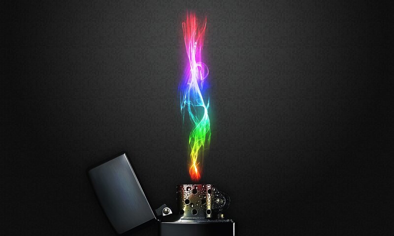 Colorful flame from a lighter