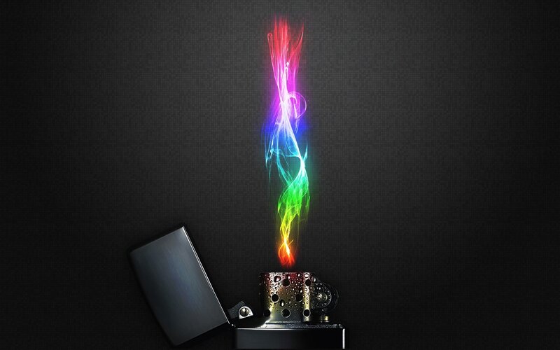 Colorful flame from a lighter