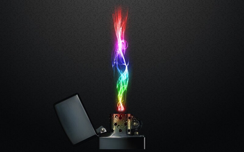 Colorful flame from a lighter