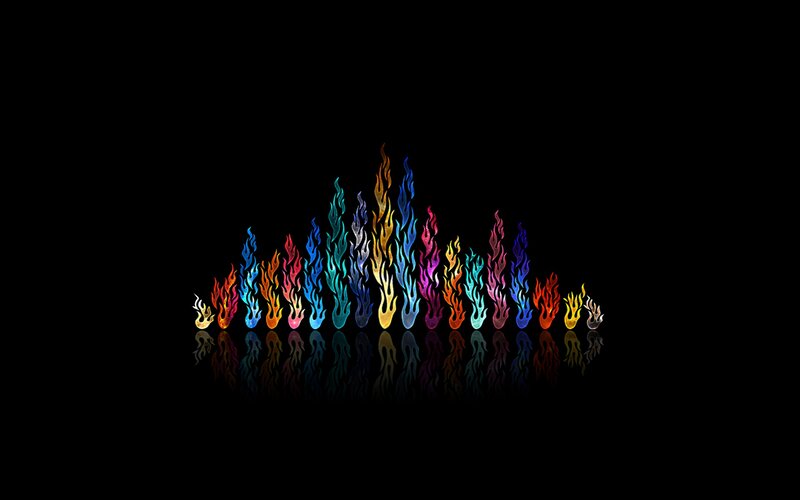 Colorful Flames on Black — Dramatic